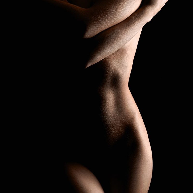 Nude Woman in the Dark. Beautiful Sexy Naked Body Girl. Silhouette